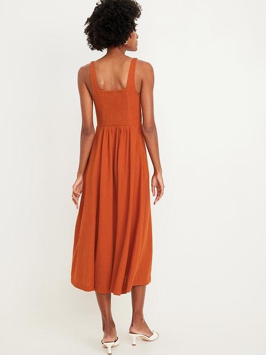 Fit &amp; Flare Linen-Blend Midi Dress Product Image