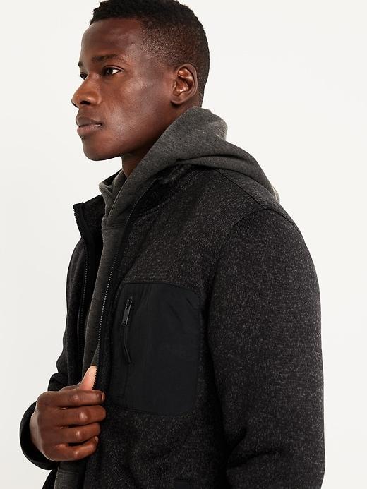 Sherpa-Lined Sweater Fleece Zip Jacket Product Image