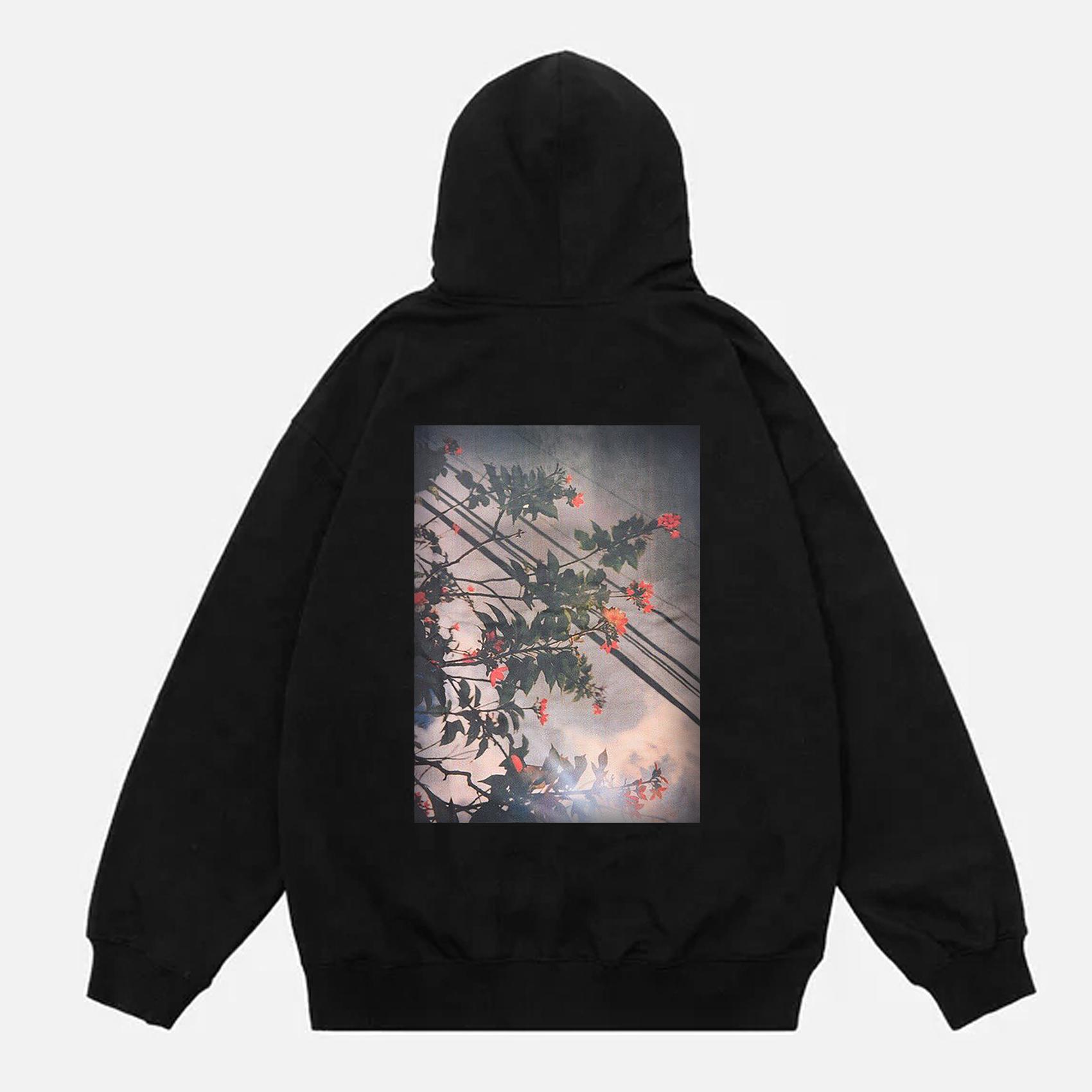 Men's Fear Of God Essentials Fog Floral Graphic Printed Pocket Hoodie Product Image