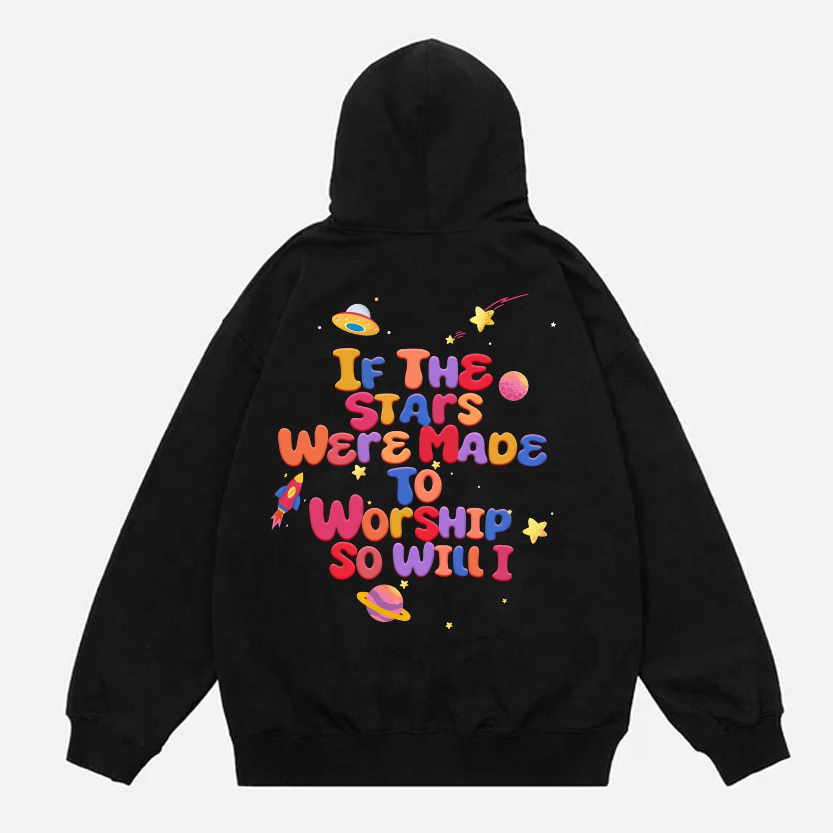 Sopula Fashion Men's If The Stars Were Made To Worship Graphic Oversized Hoodie Product Image