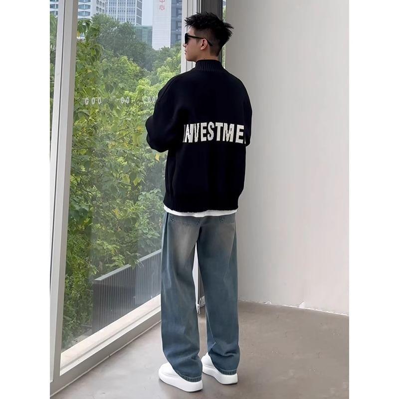 Lettering Zip Cardigan Product Image