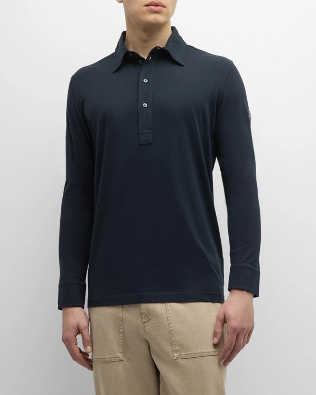 Mens Cashmere Long-Sleeve Polo Shirt Product Image