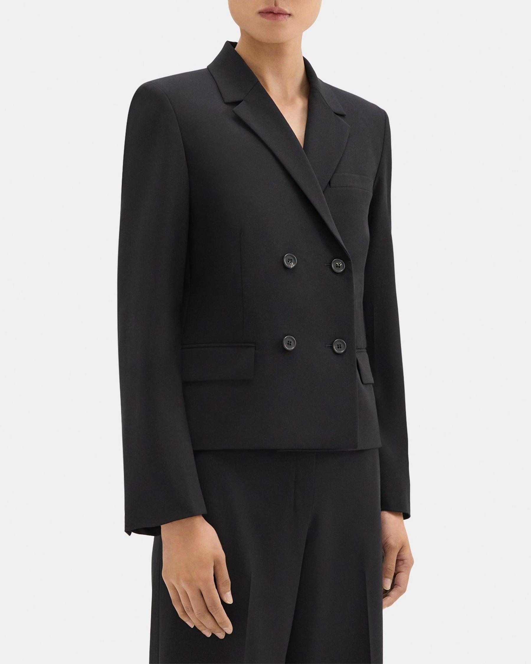 Double-Breasted Blazer in Stretch Wool Product Image