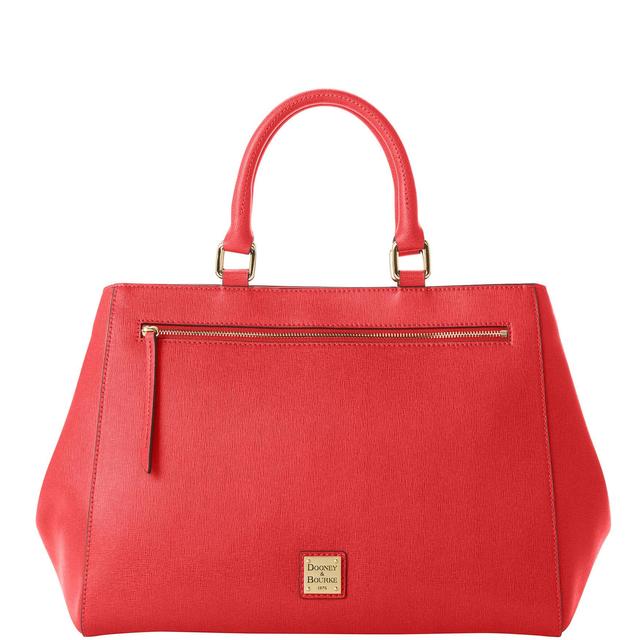 Dooney & Bourke Womens Saffiano Zip Leather Satchel Bag in Tomato Product Image