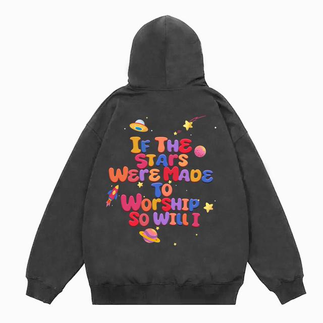 Fashion Men's If The Stars Were Made To Worship Graphic Oversized Hoodie Product Image