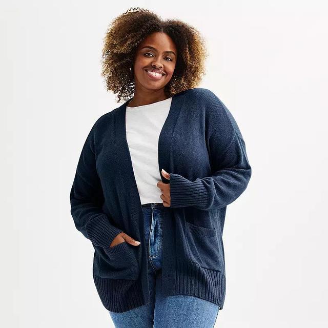 Plus Size Sonoma Goods For Life Every Day Cardigan, Womens Blue Tundra Product Image