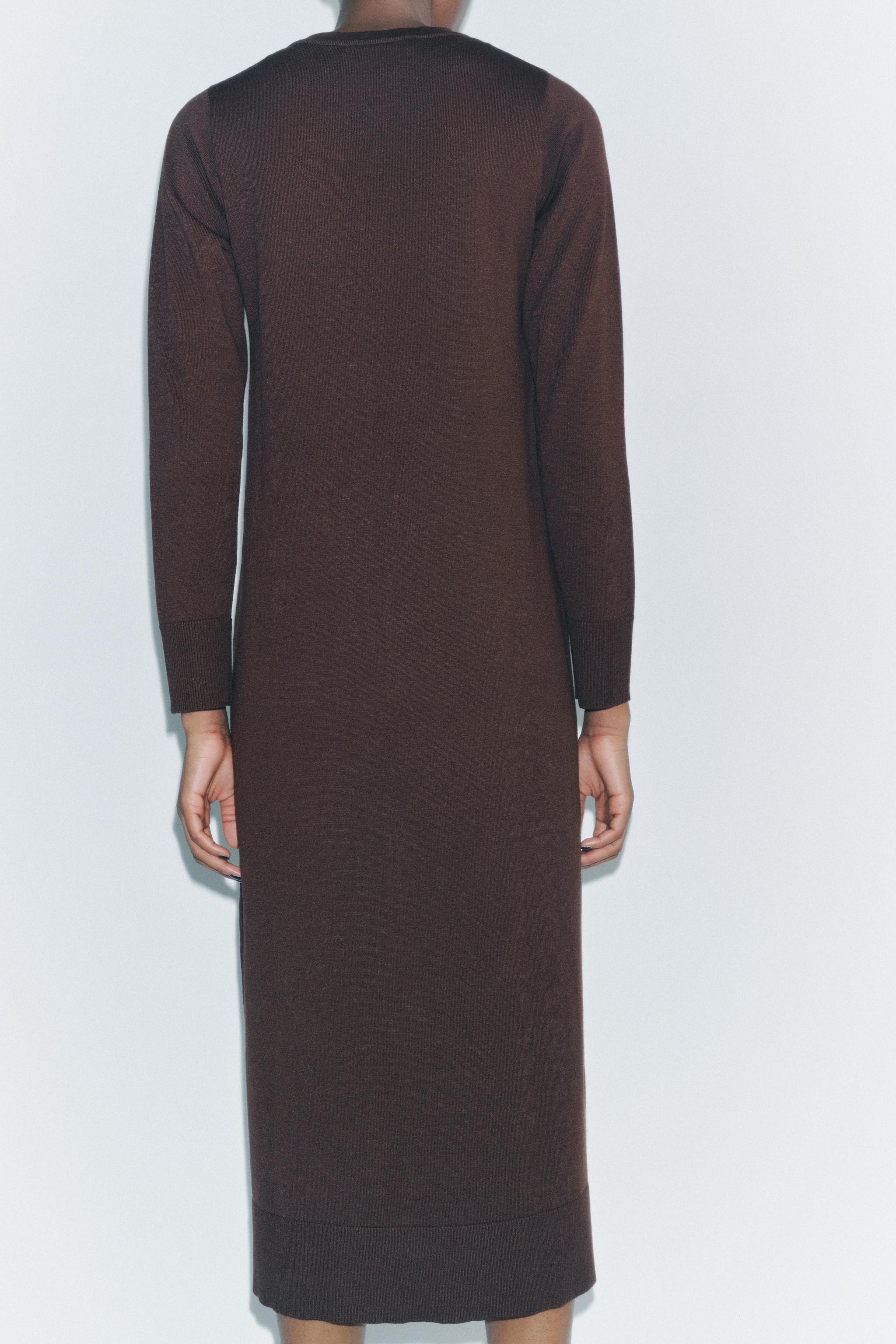 LONG PLAIN KNIT DRESS Product Image