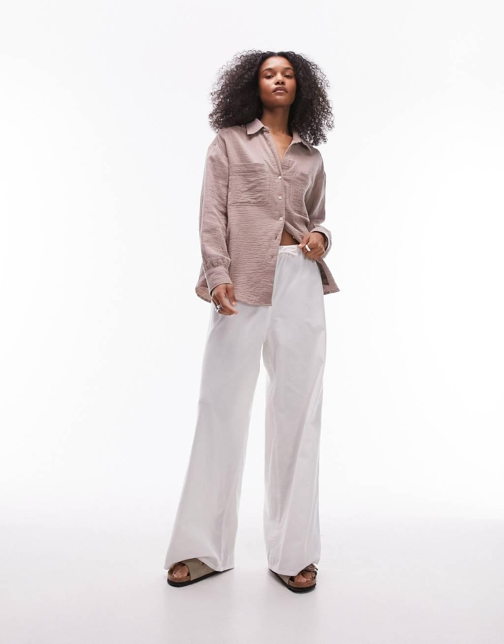 Topshop cotton casual shirt in stone product image