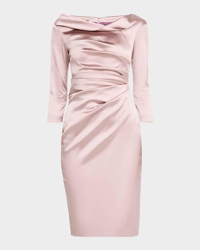 Draped Stretch Satin Duchesse Cocktail Dress Product Image