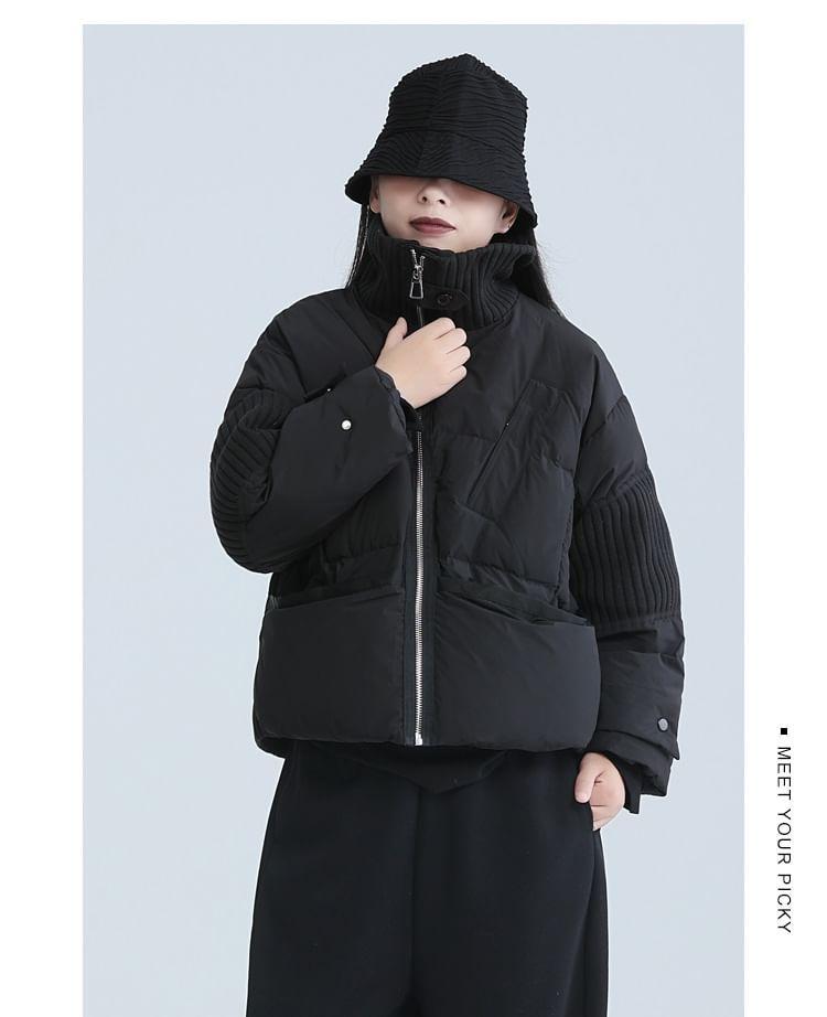 Plain Pocket Detail Zip Puffer Jacket Product Image