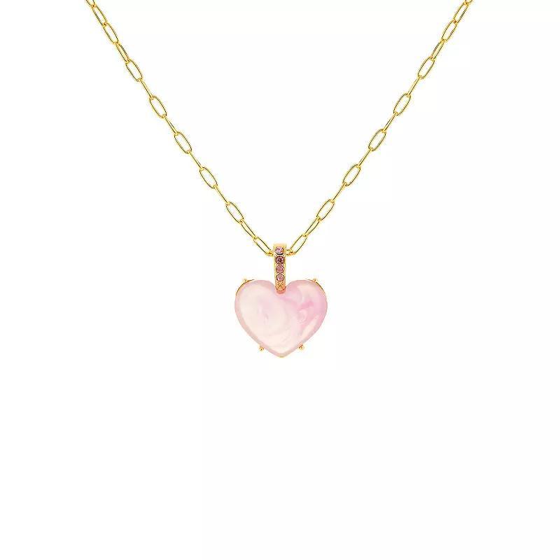 Emberly Gold Tone Heart Pendant Necklace, Womens, Pink Product Image