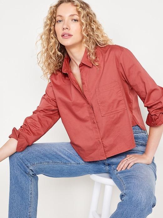 Button-Down Crop Shirt Product Image