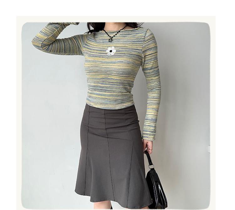 Long-Sleeve Boatneck Striped Tee Product Image