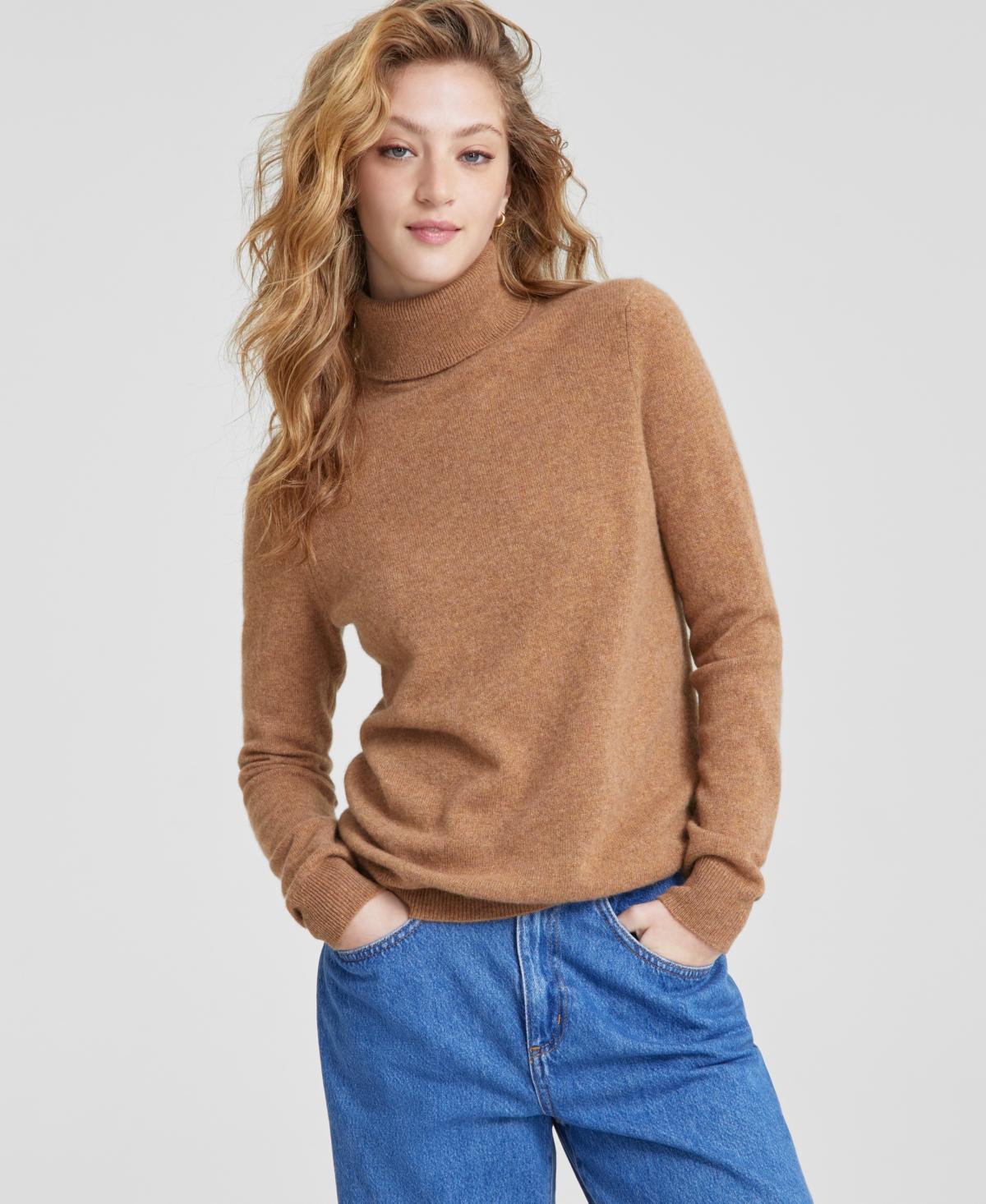 Charter Club 100% Cashmere Womens Turtleneck Sweater, Regular & Petites, Created for Macys Product Image