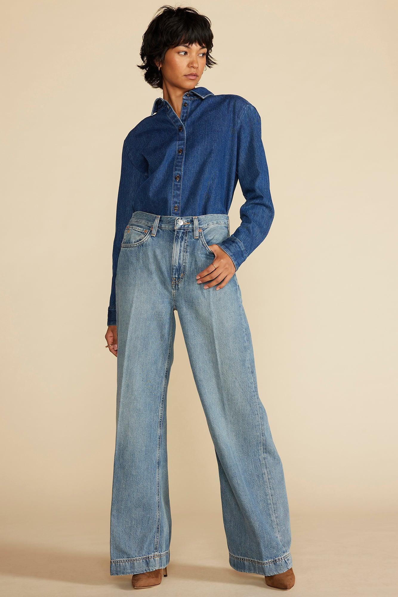 ETICA Devon Wide Leg Jean - Moonbay Medium Blue Product Image