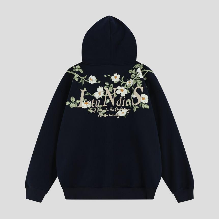 Floral Print Zip-Up Hoodie Product Image