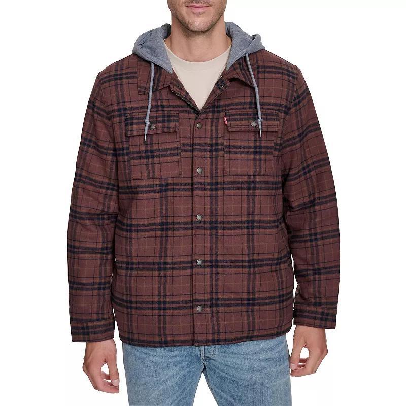 Big & Tall Levis Plaid High-Pile Fleece-Lined Hooded Shirt Jacket, Mens Product Image