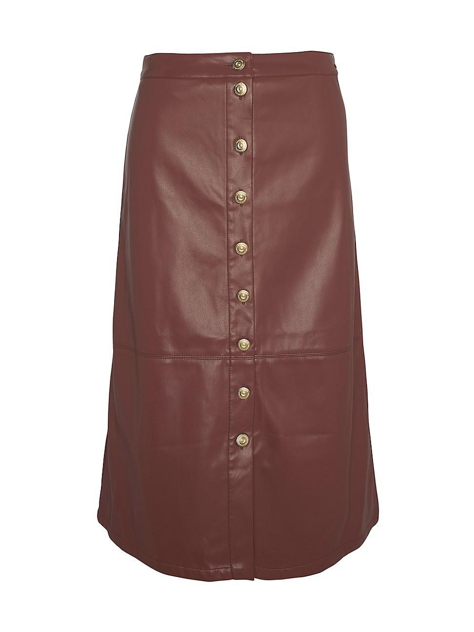 Womens Alberta Faux-Leather Midi-Skirt Product Image