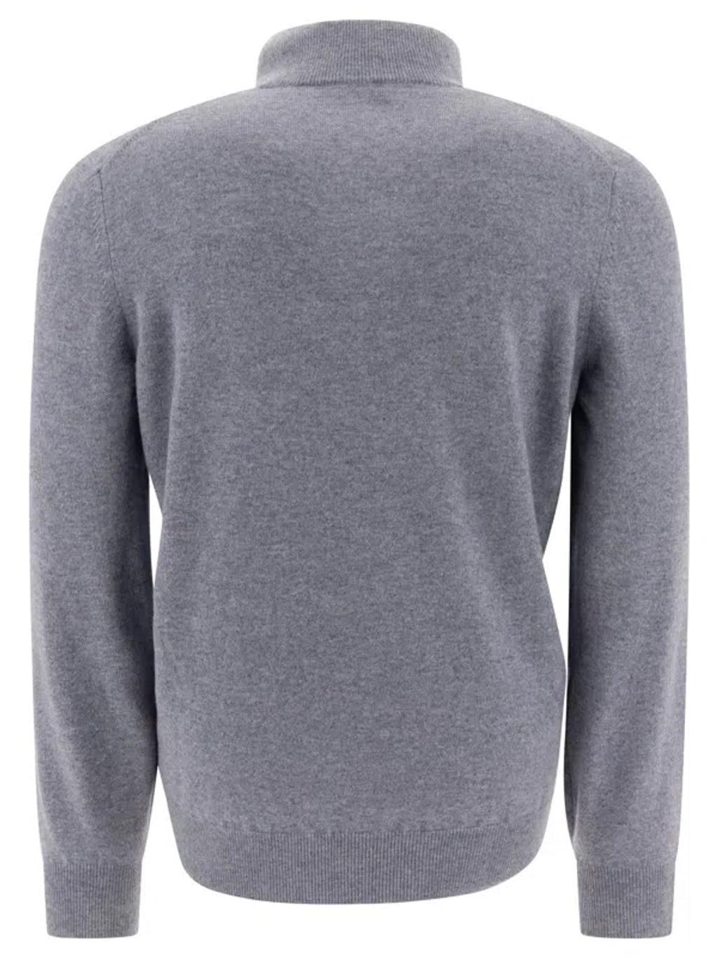 BRUNELLO CUCINELLI Half-zip Cashmere Sweater In Light Blue Product Image