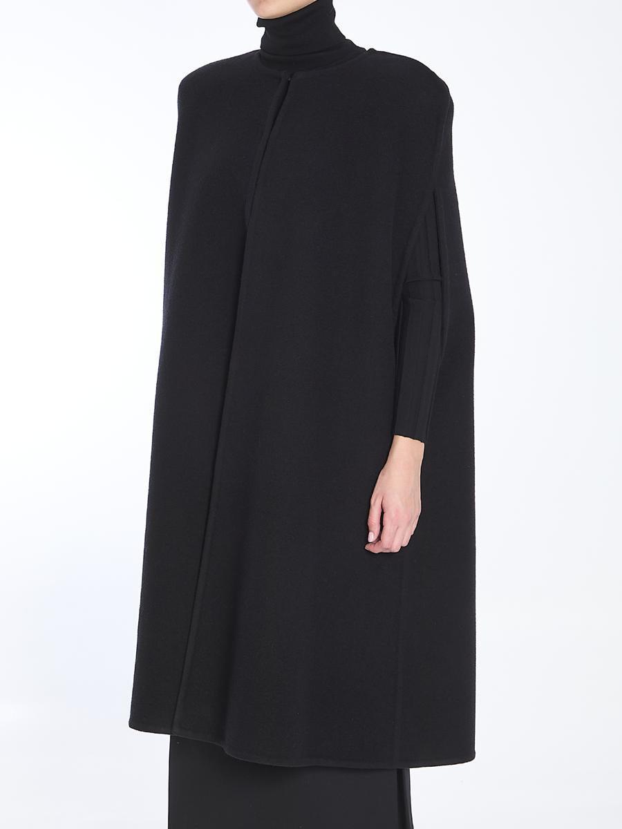 VALENTINO Wide Strong-shoulder Wool-cashmere Cape In Black Product Image