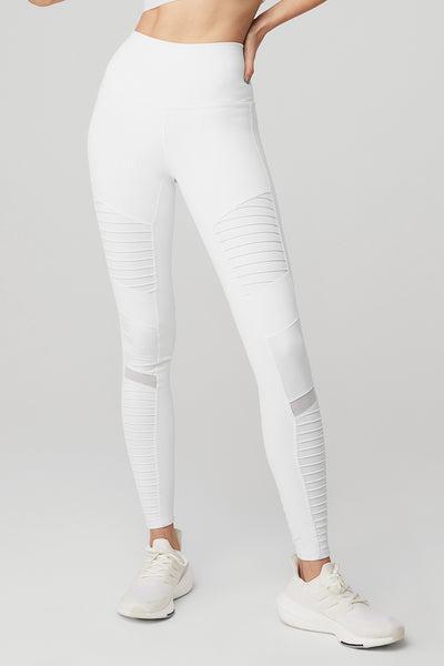 High-Waist Moto Legging - White/White Glossy Product Image