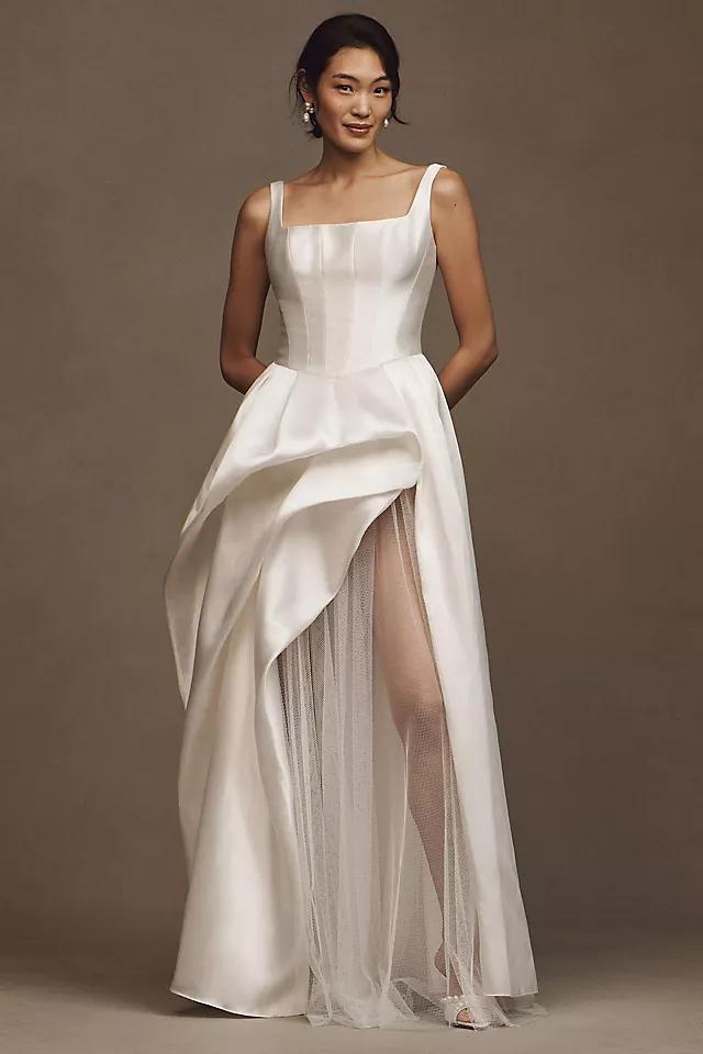 Willowby by Watters Pia Sleeveless Drop-Waist Mikado Wedding Gown Product Image