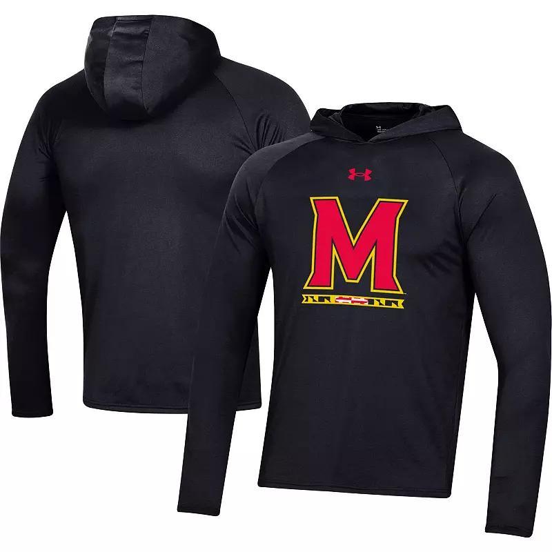 Mens Under Armour Maryland Terrapins School Logo Raglan Long Sleeve Hoodie Performance T-Shirt Product Image