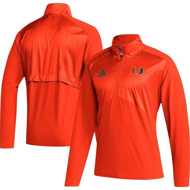 Mens adidas Miami Hurricanes Sideline AEROREADY Raglan Sleeve Quarter-Zip Jacket Product Image