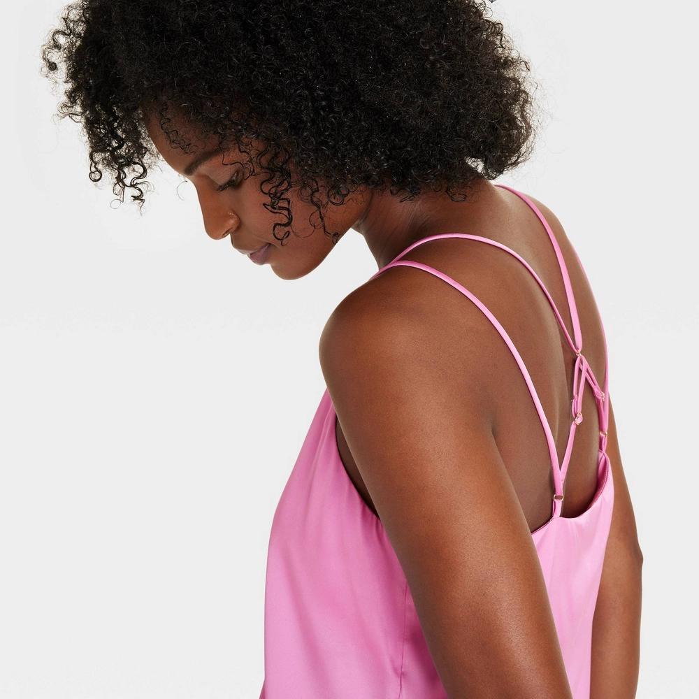 Women's Satin Pajama Cami Top - Auden™ Pink L Product Image