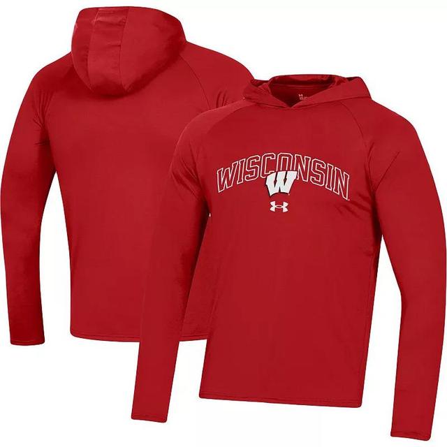 Mens Under Armour Wisconsin Badgers 2023 Sideline Tech Hooded Raglan Long Sleeve T-Shirt Product Image