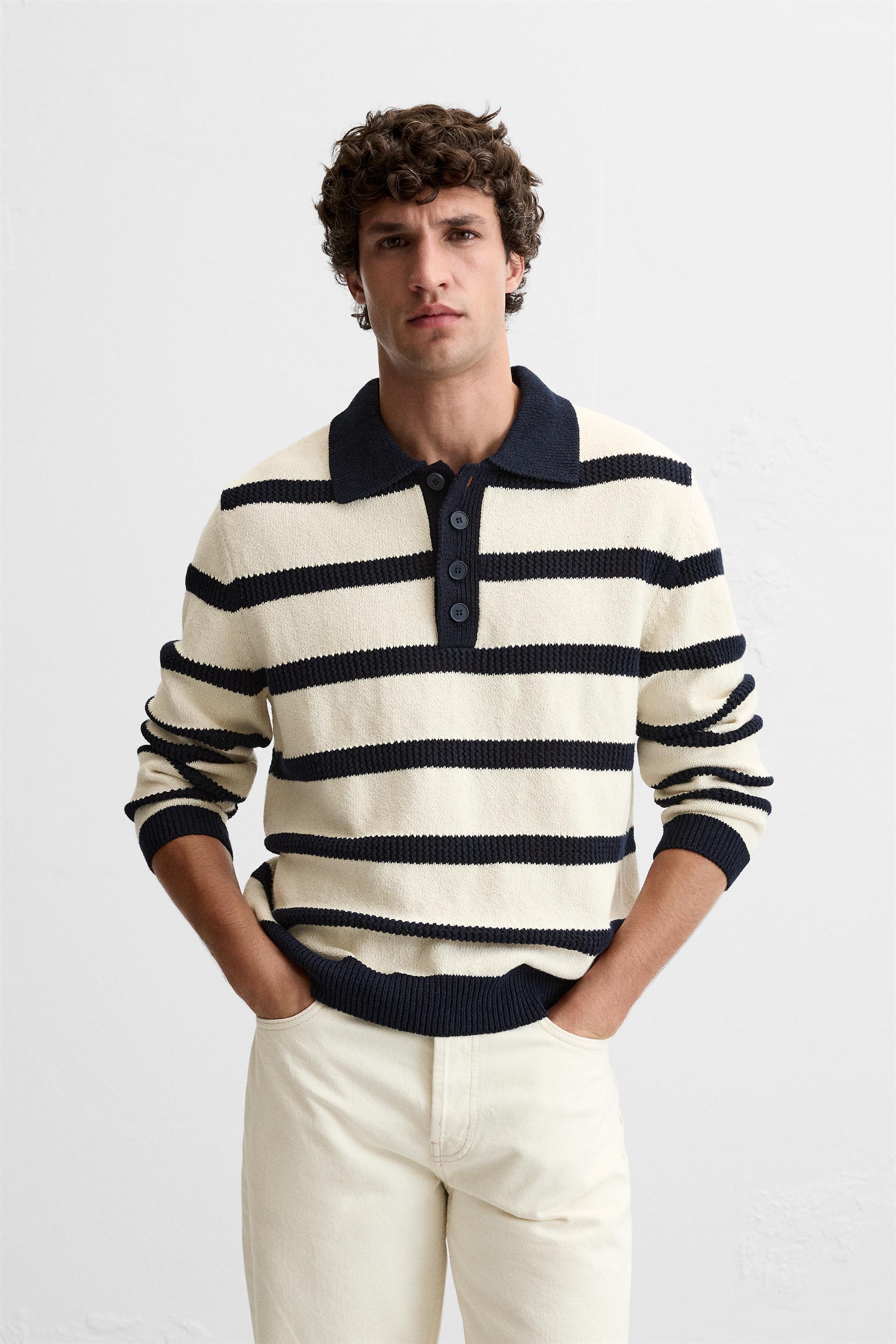 JACQUARD STRIPED KNIT POLO Product Image