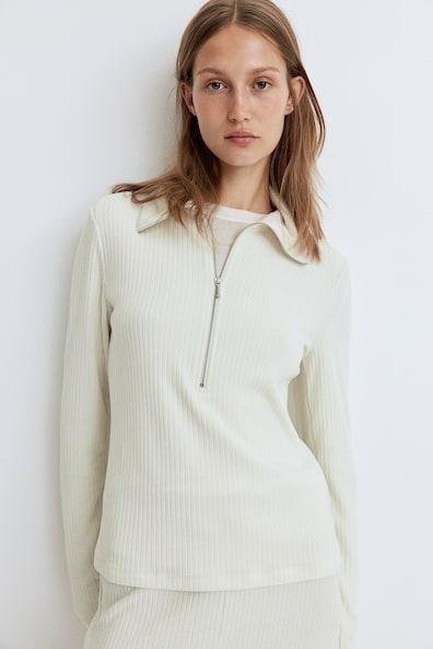 Rib-Knit Half-Zip Top Product Image