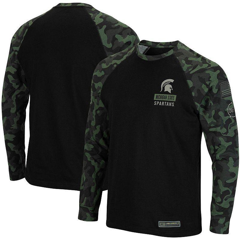 Mens Colosseum Black/Camo Michigan State Spartans OHT Military Appreciation Big & Tall Raglan Long Sleeve T-Shirt Product Image