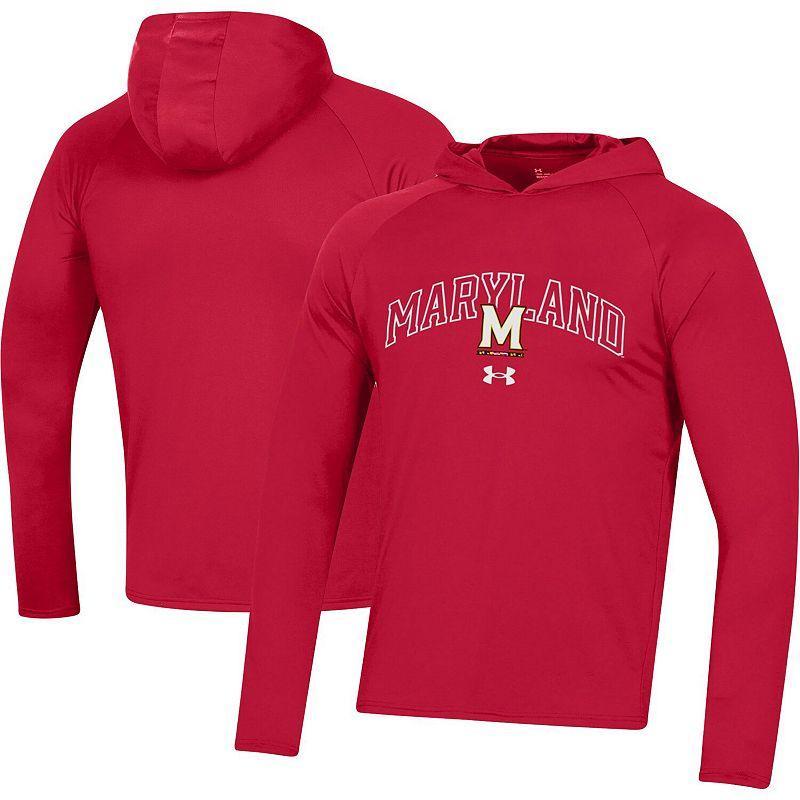 Mens Under Armour Red Maryland Terrapins 2023 Sideline Tech Hooded Raglan Long Sleeve T-shirt Product Image