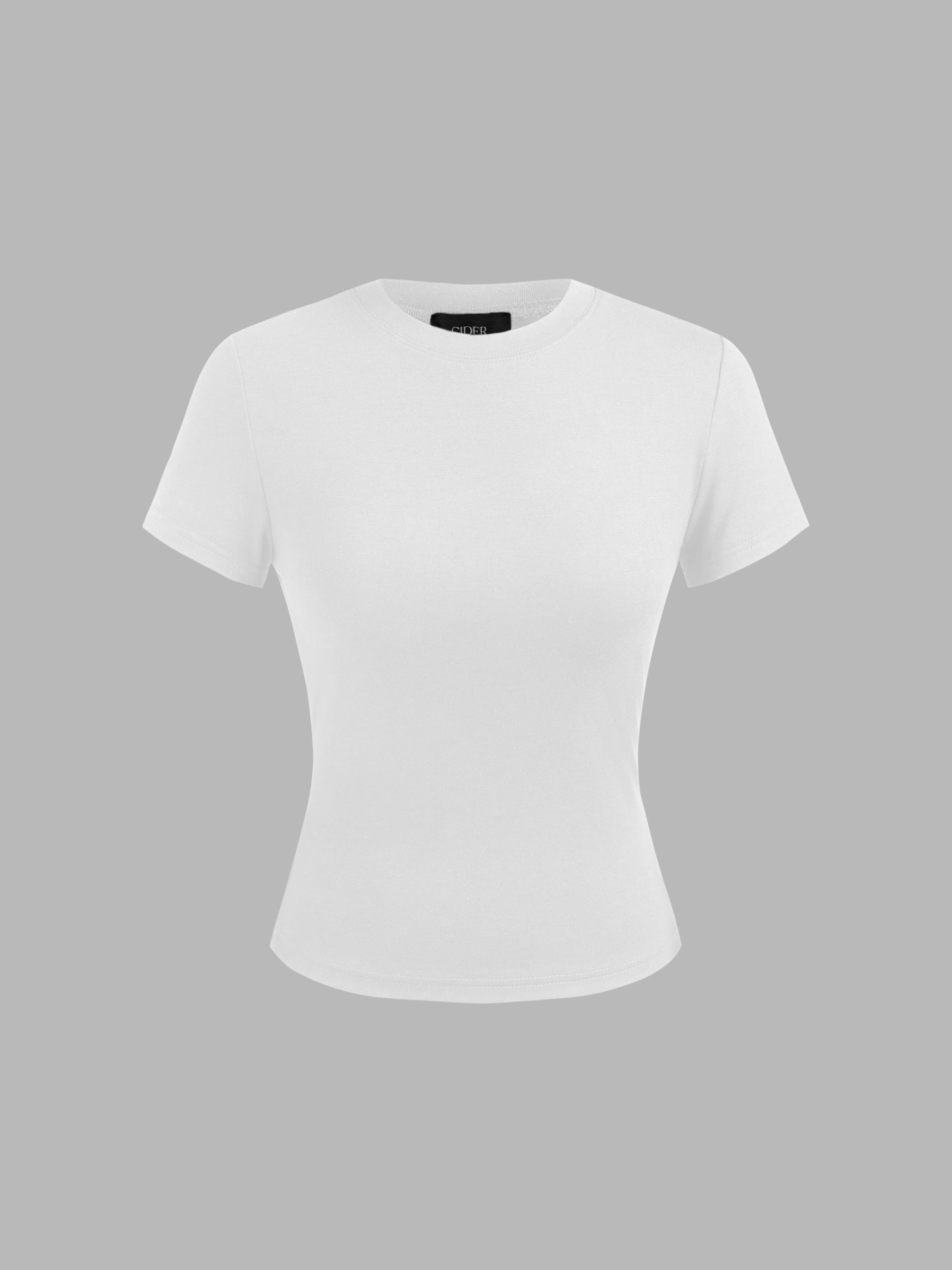 Round Neckline Knit Short Sleeve Top Product Image