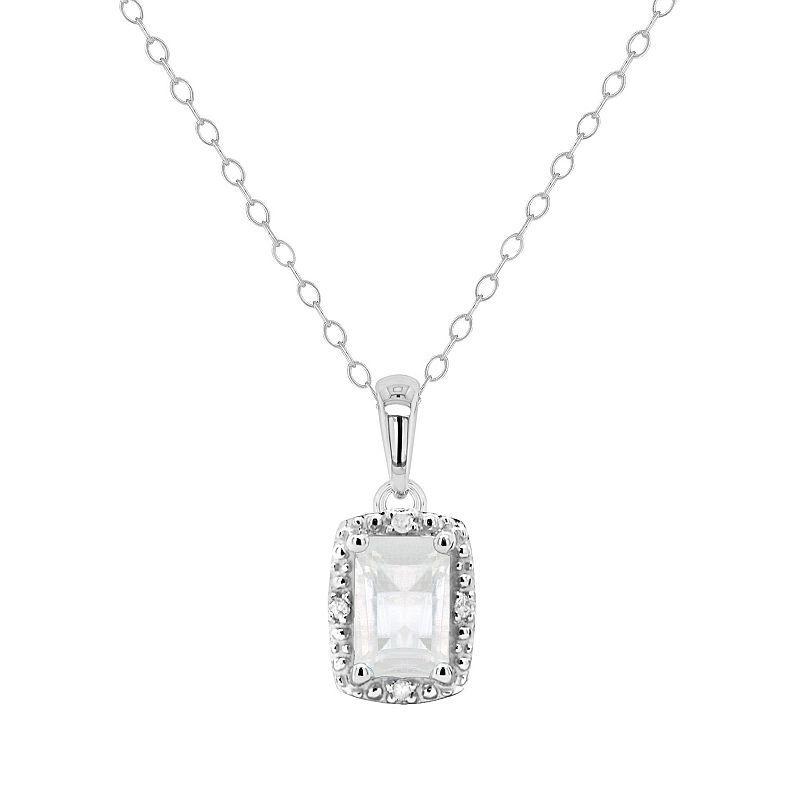 Celebration Gems Sterling Silver Gemstone & Diamond Accent Pendant Necklace, Womens White Product Image