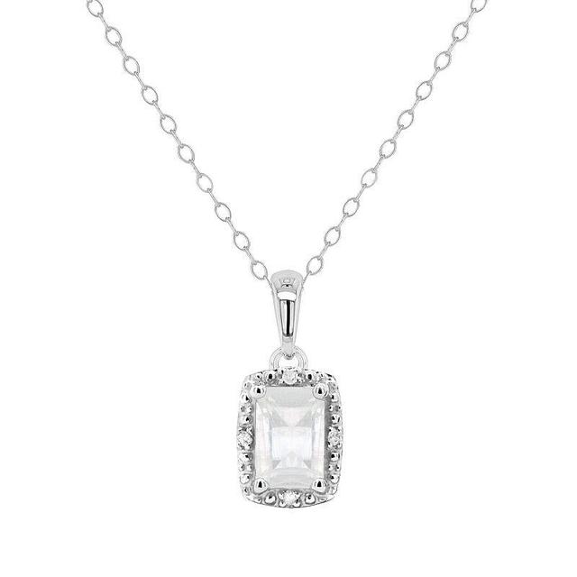 Celebration Gems Sterling Silver Gemstone & Diamond Accent Pendant Necklace, Womens White Product Image