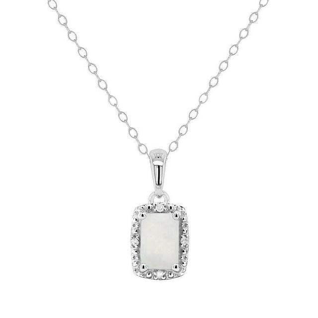 Opal (1/3 ct. t.w..) and Diamond Accent Pendant Necklace in Sterling Silver (Also Available - Aquamarine Product Image