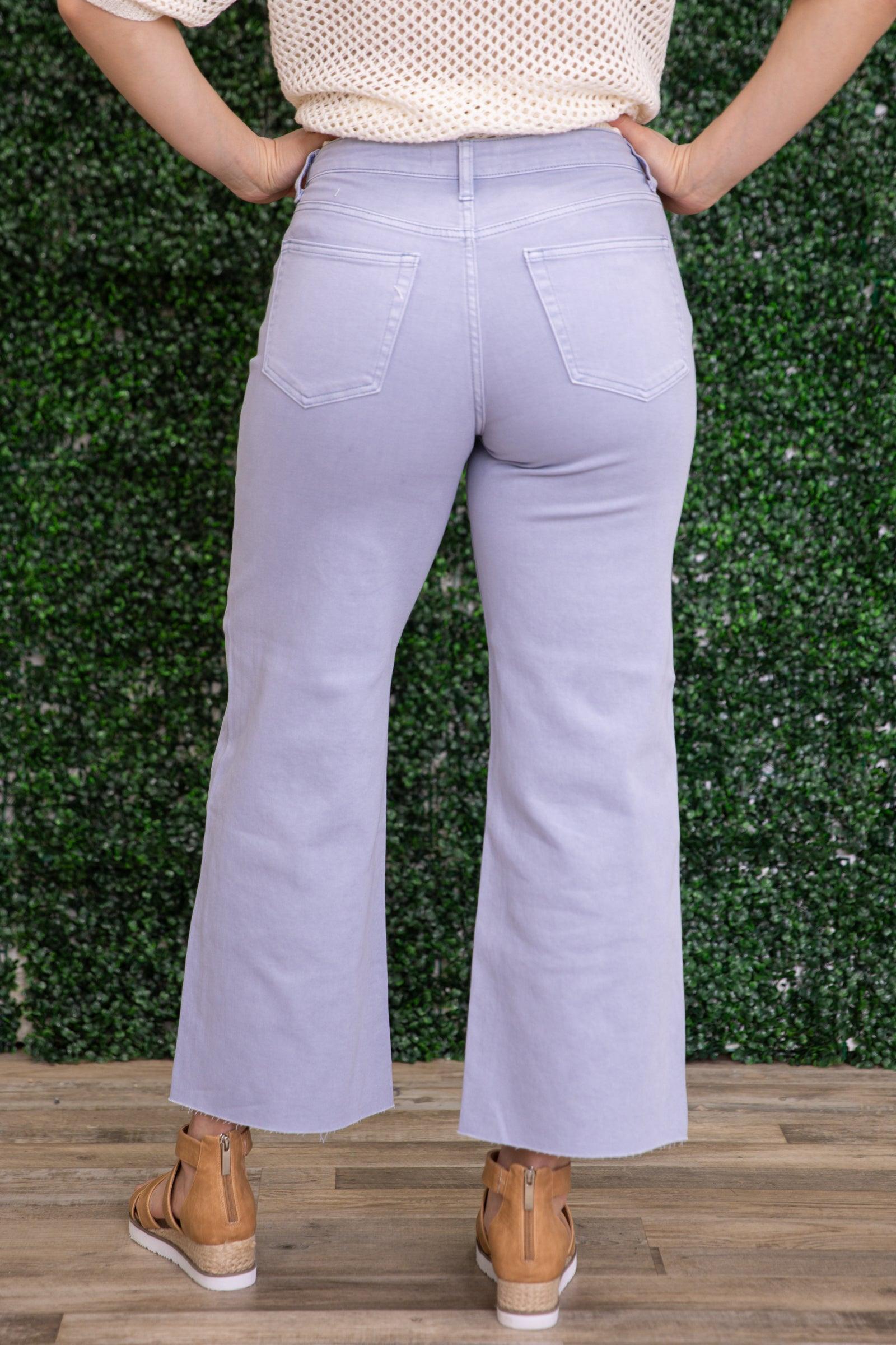 Vervet Light Dusty Blue Crop Wide Leg Jeans Product Image