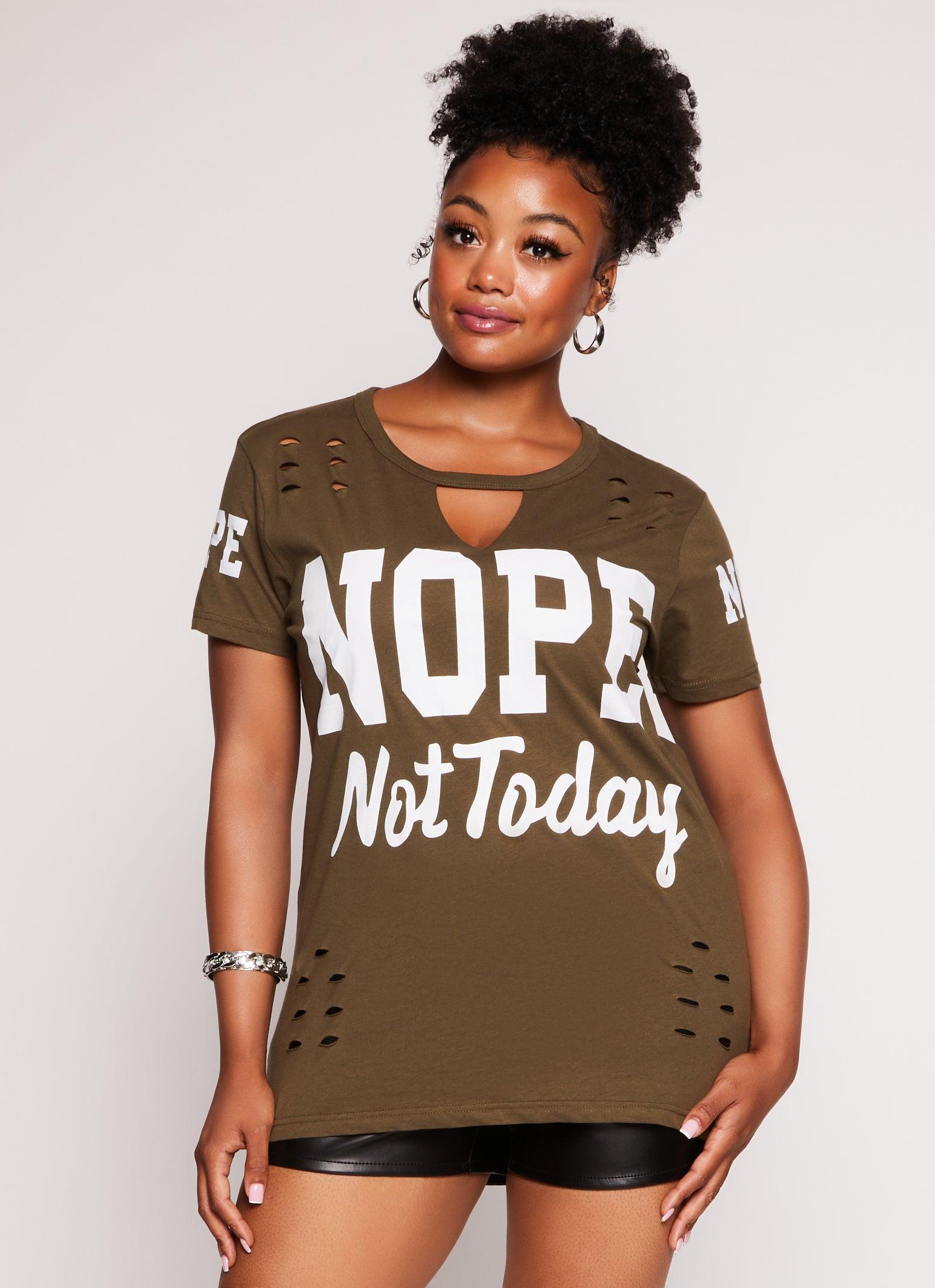 Womens Plus Size Nope Not Today Laser Cut Graphic Tee Product Image