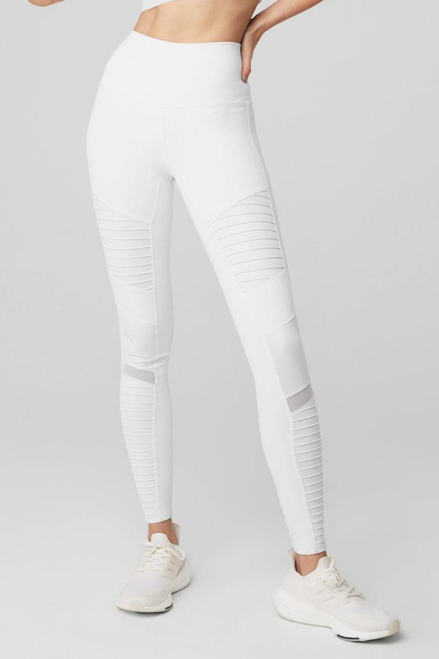 High-Waist Moto Legging - White/White Glossy Female Product Image