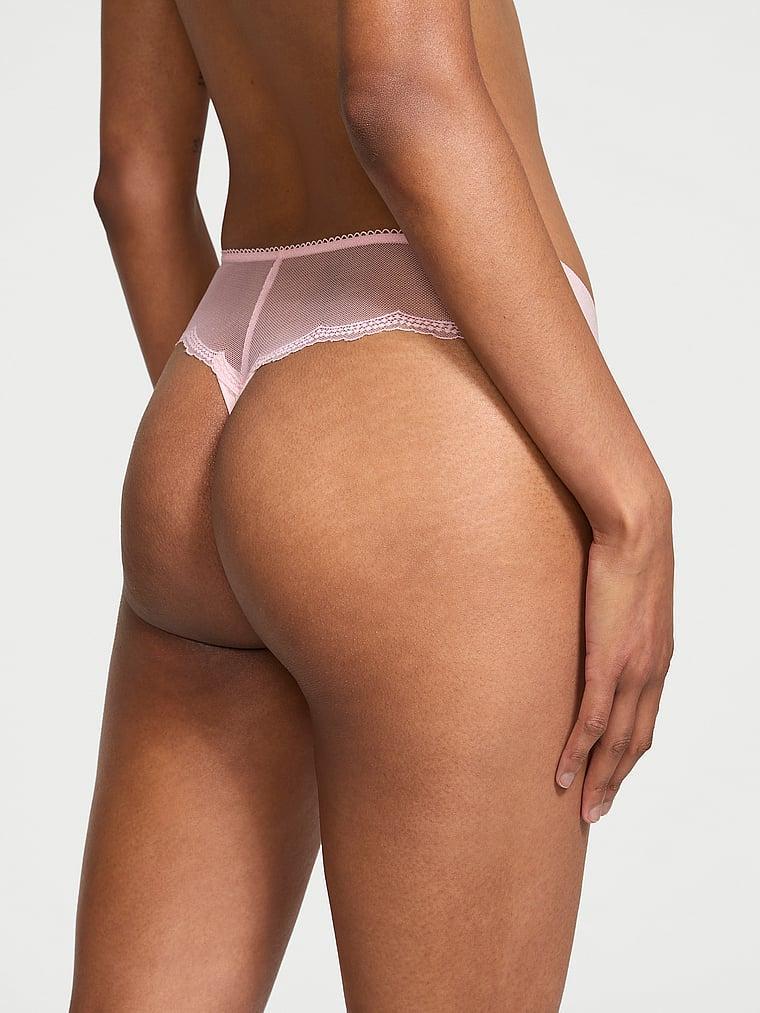 No-Show Lace-Back Thong Panty Product Image