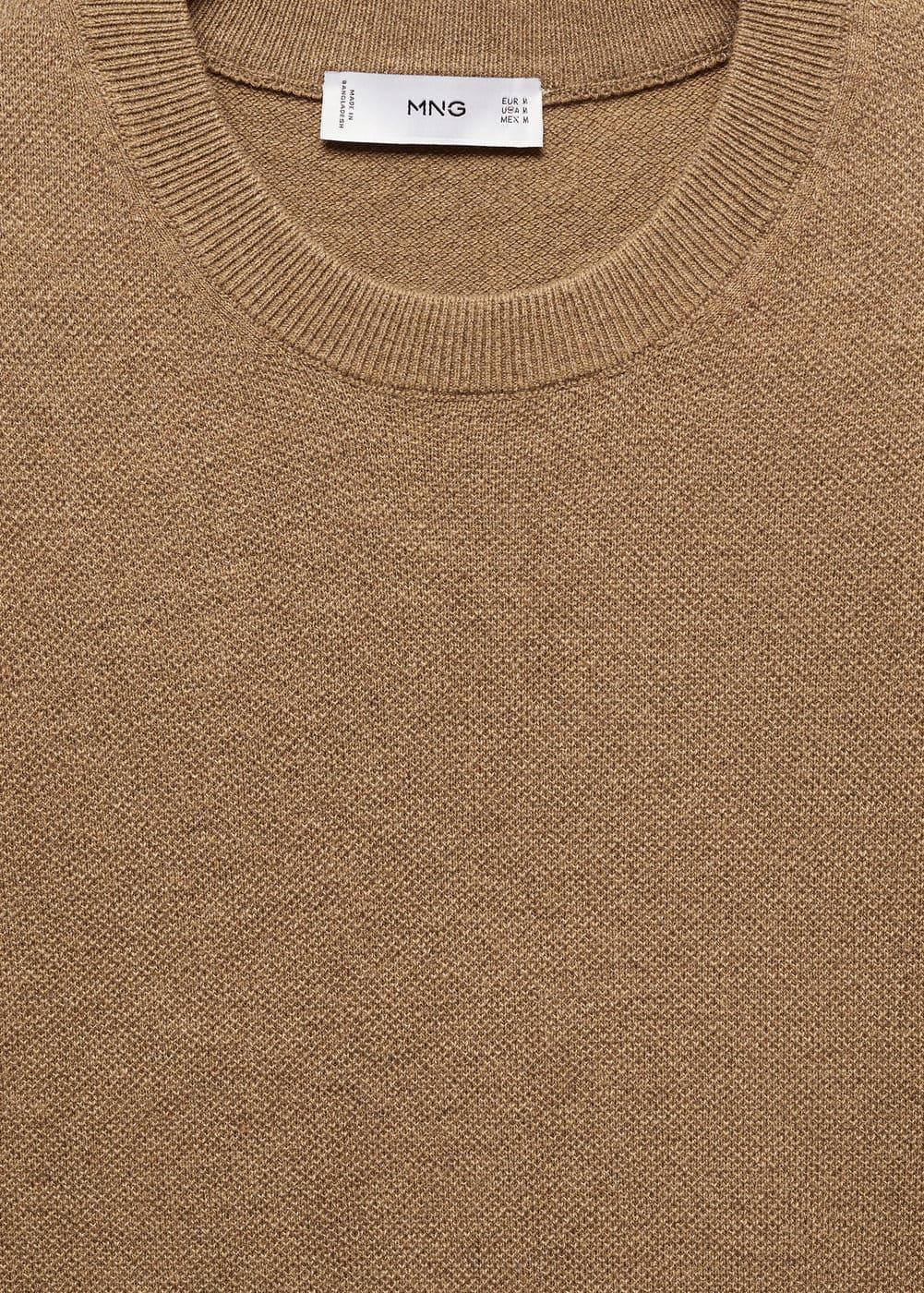 MANGO MAN - Structured cotton knit t-shirt medium brownMen Product Image