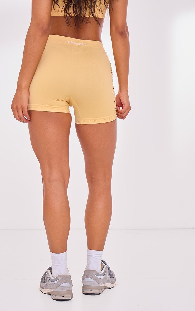 PLT SPORT Peach Seamless Distressed Shorts Product Image