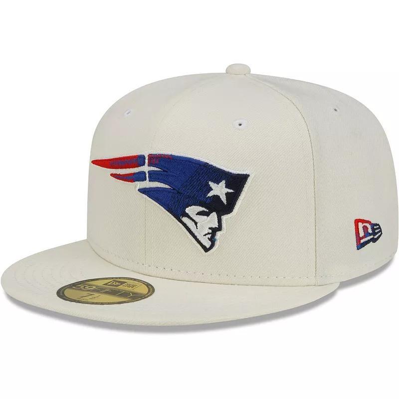 Mens New Era Cream New England Patriots Chrome Dim 59FIFTY Fitted Hat Product Image