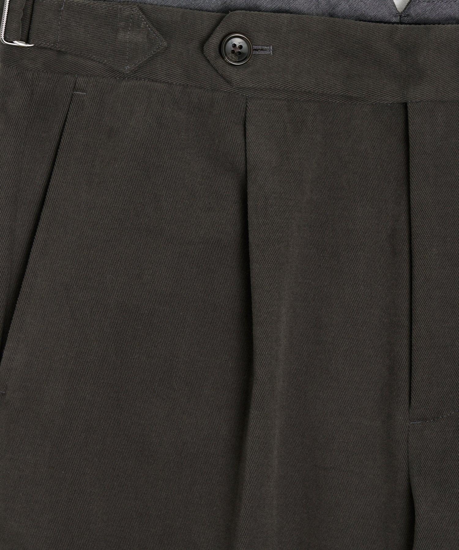 Italian Brushed Cotton Side Tab Trouser in Charcoal Product Image