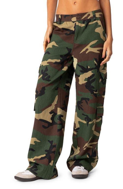 EDIKTED Carli Camo Cotton Cargo Pants Product Image