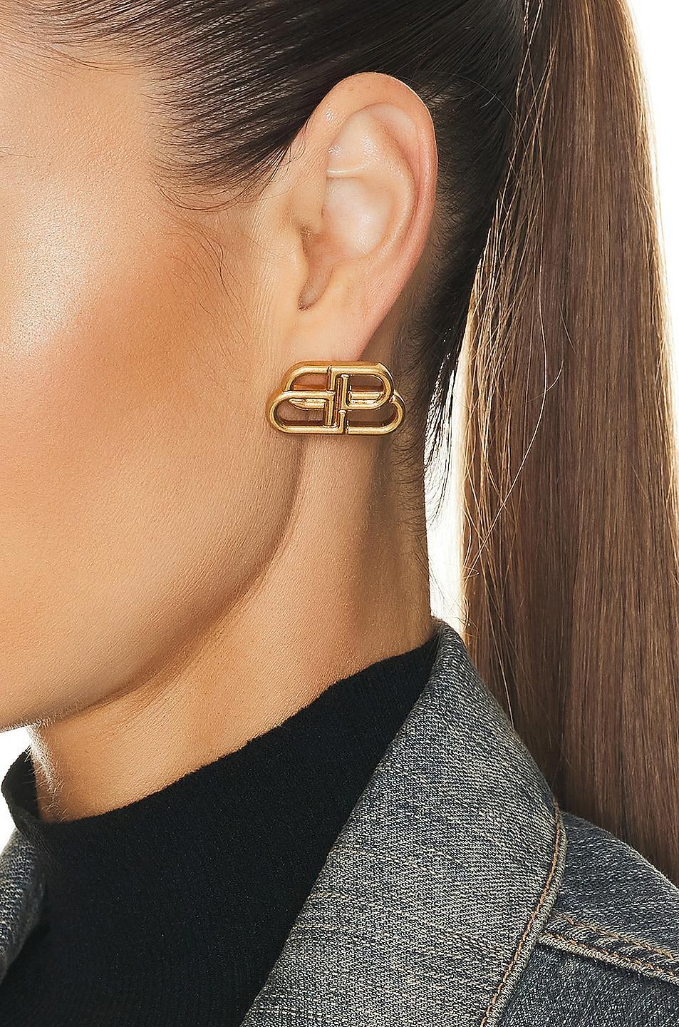 Balenciaga Bb Stud Earrings in Metallic Gold Product Image