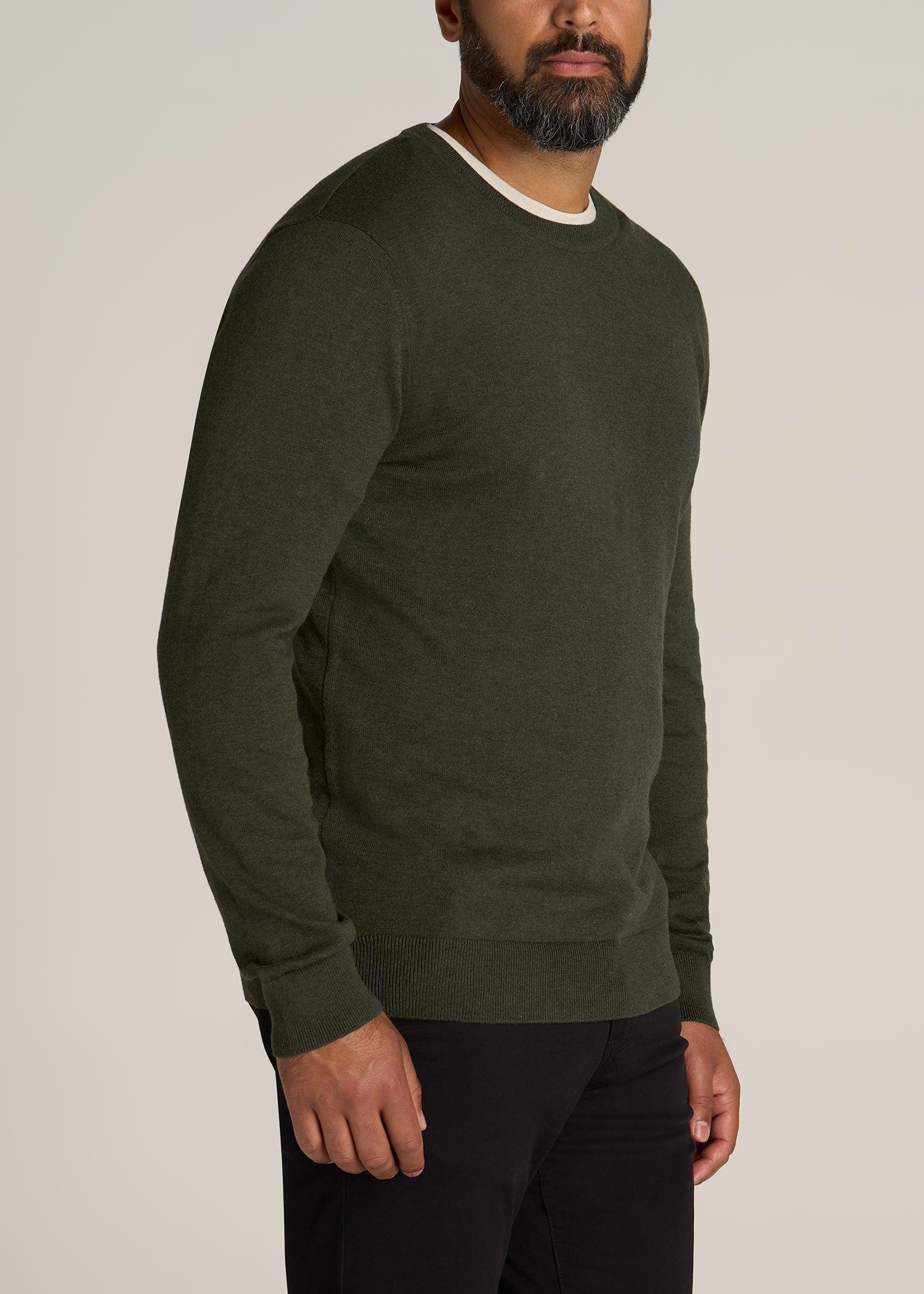 Everyday Crewneck Tall Men's Sweater in Dark Olive Green Product Image