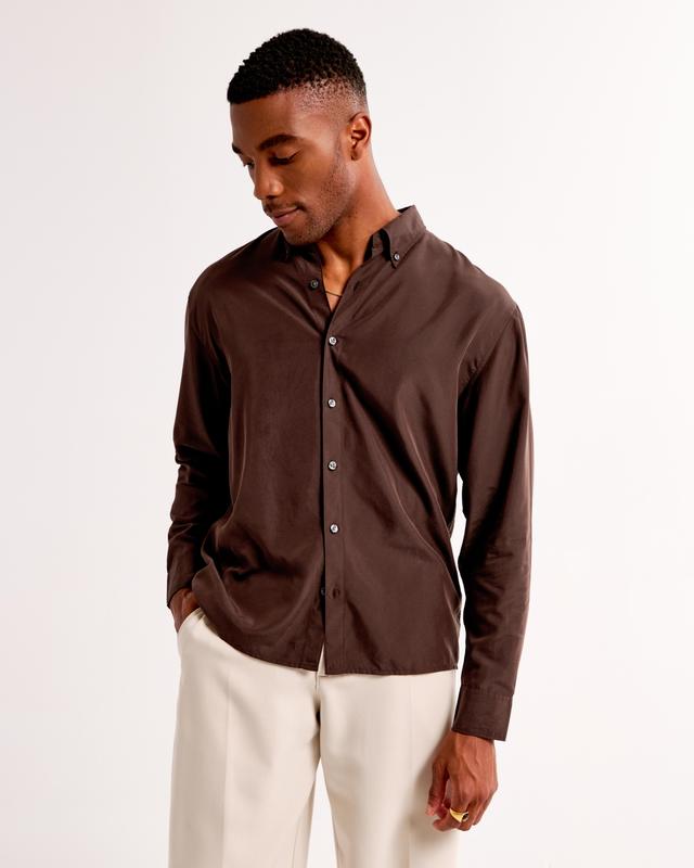 Long-Sleeve Cupro Button-Up Shirt Product Image